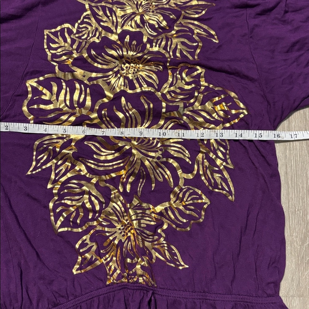 Purple Floral Top with Gold Accents - Picture 3 of 3